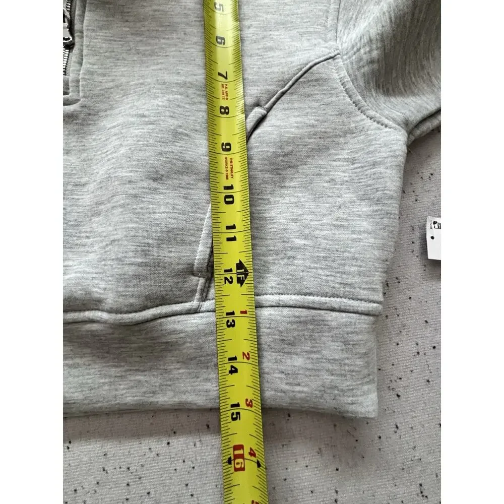 Old Navy Girls XS 5 Bounce Fleece Half Zip Pullover Sweatshirt Gray Crop NWT